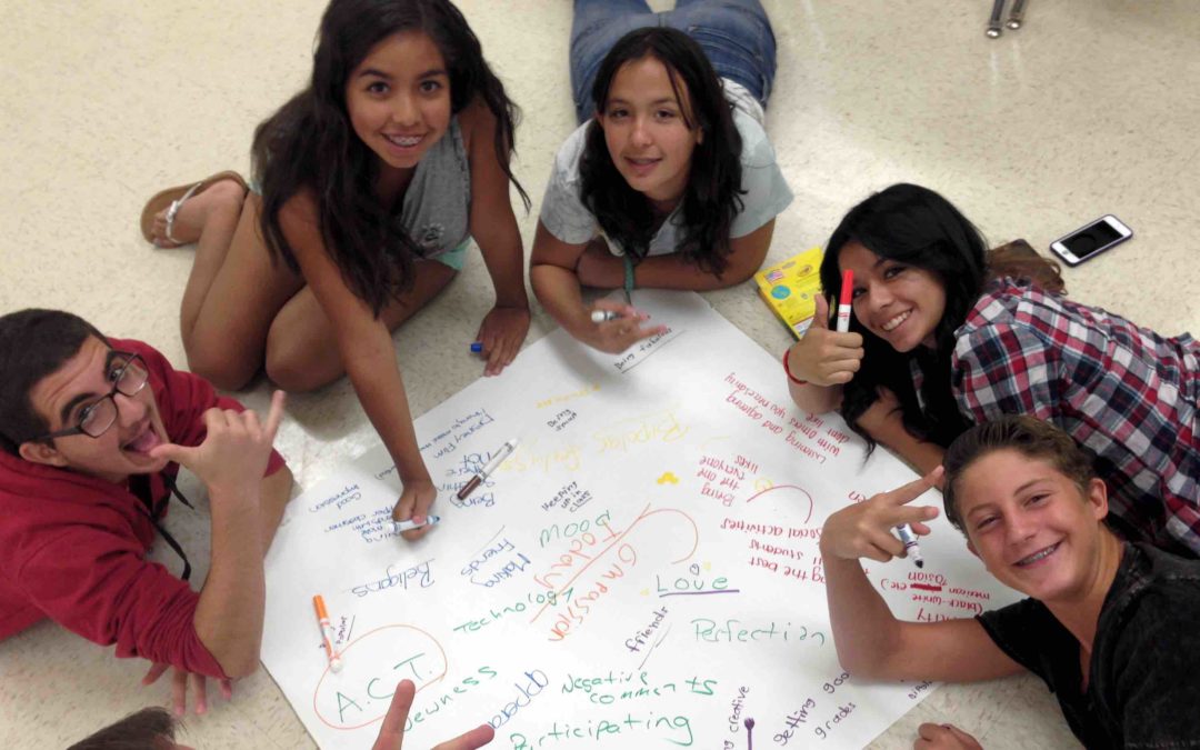 Students participating in a leadership activity